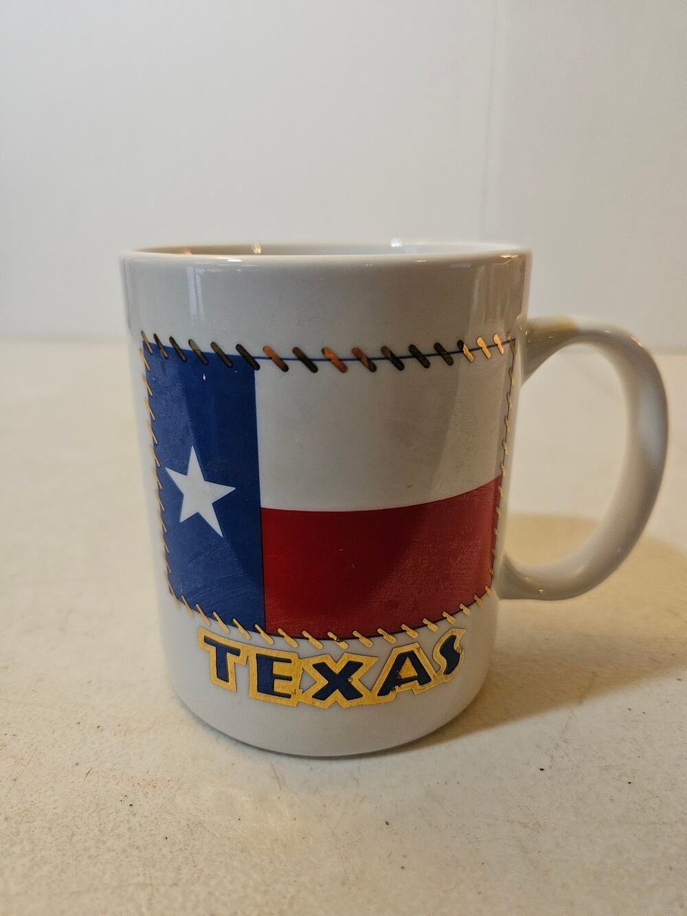 White Ceramic Coffee Mug Texas Flag Design